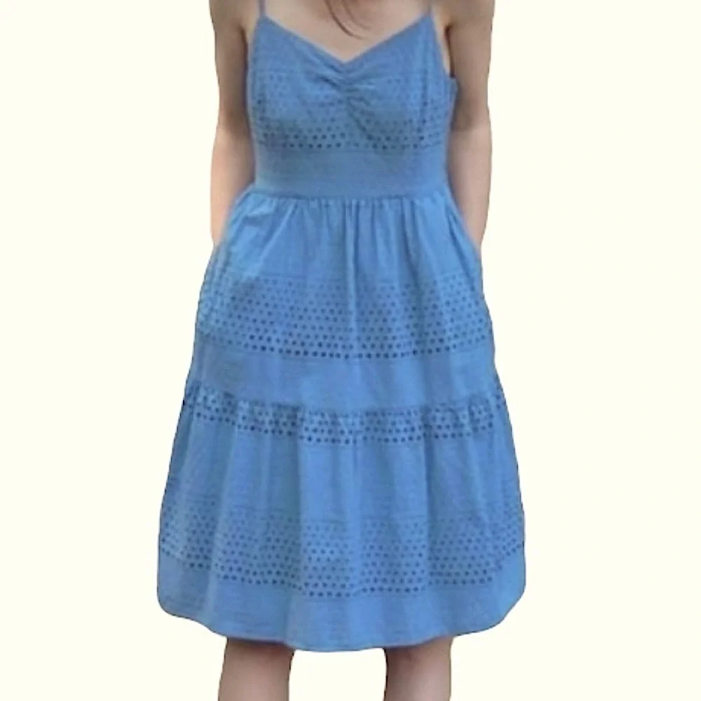 dusty blue sun dress Crinkled Chiffon Dress (Women)